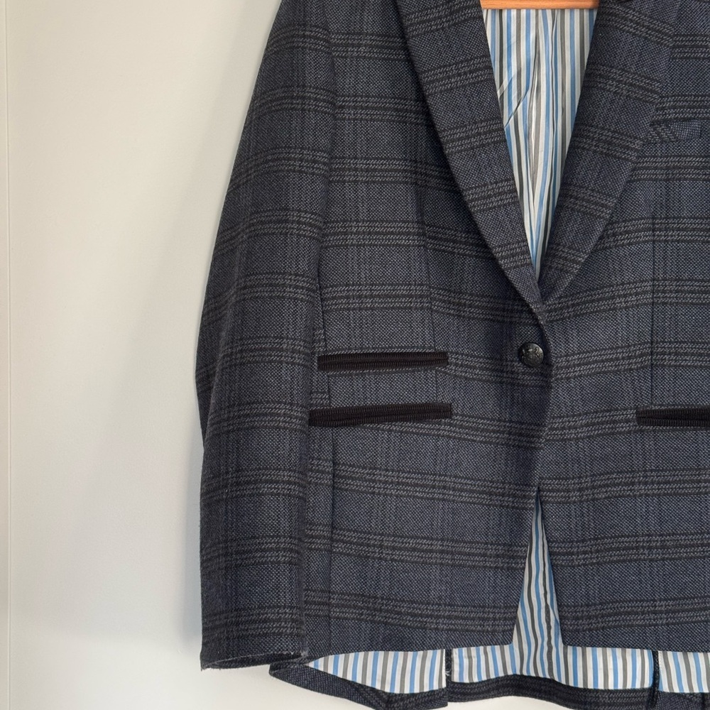Veronica Beard Gia Dickey Plaid Blazer Size 12 Virgin Wool Made in USA - Picture 6 of 13